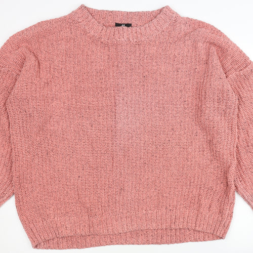H&M Women’s Pink M Pullover Jumper - Knit Crew Neck