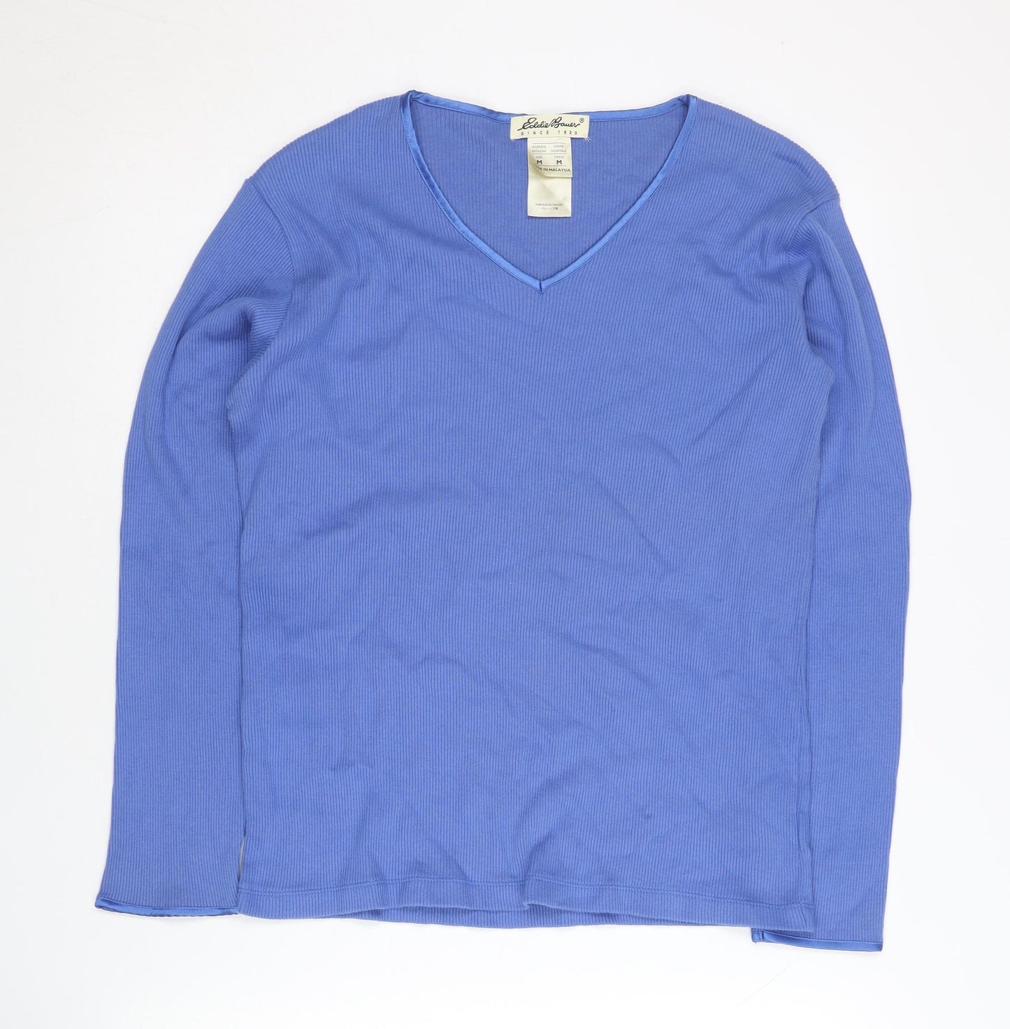 Eddie Bauer Women's Blue V-Neck Pullover Jumper M