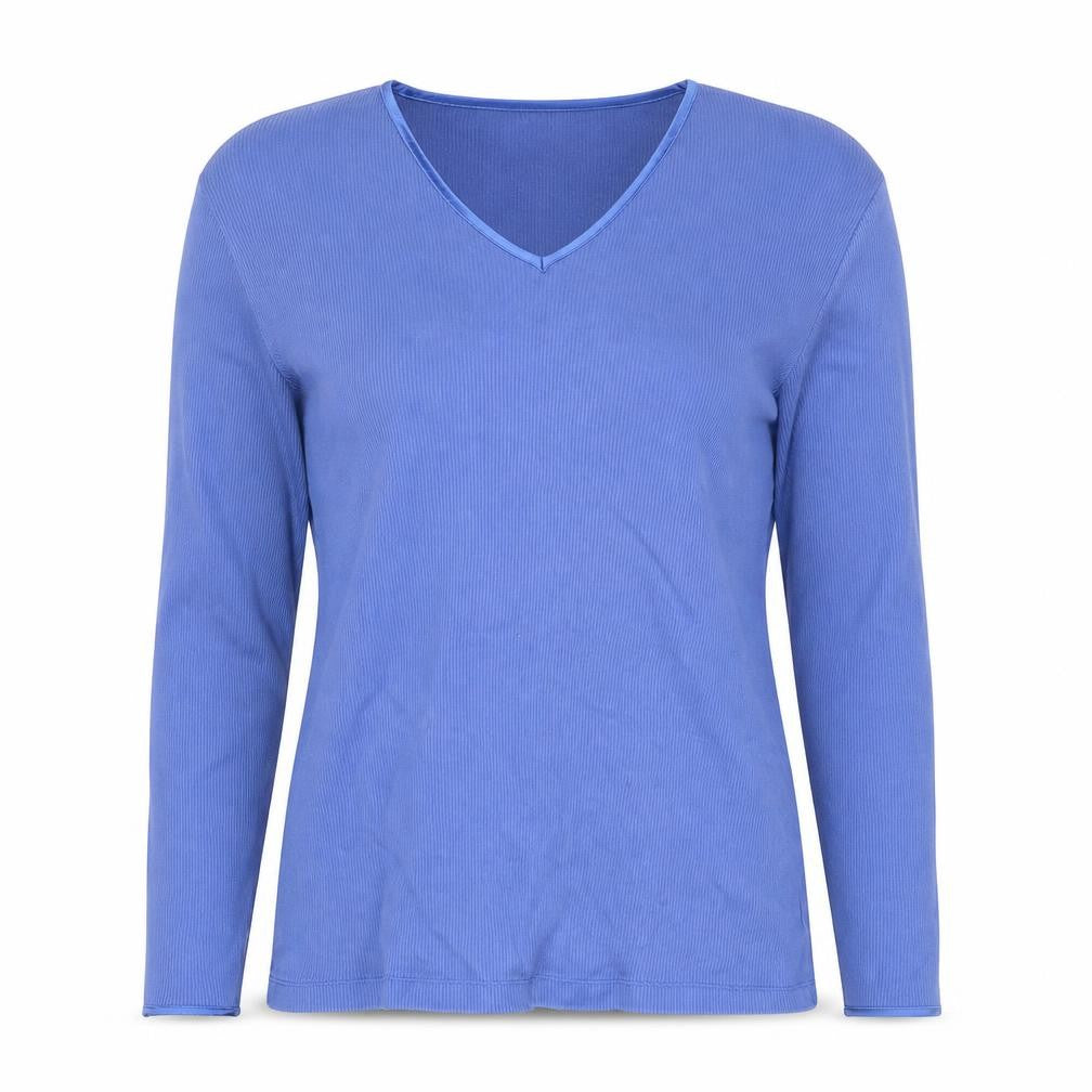 Front view of Eddie Bauer Women's Blue V-Neck jumper M