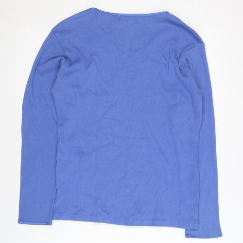 Eddie Bauer Women's Blue V-Neck Pullover Jumper M