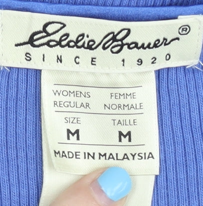 Eddie Bauer Women's Blue V-Neck Pullover Jumper M