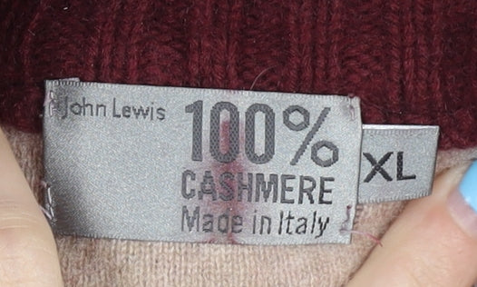 John Lewis Men's Red Cashmere XL Pullover Jumper