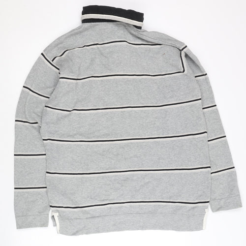 Marks and Spencer Men's Grey Striped Pullover Jumper L
