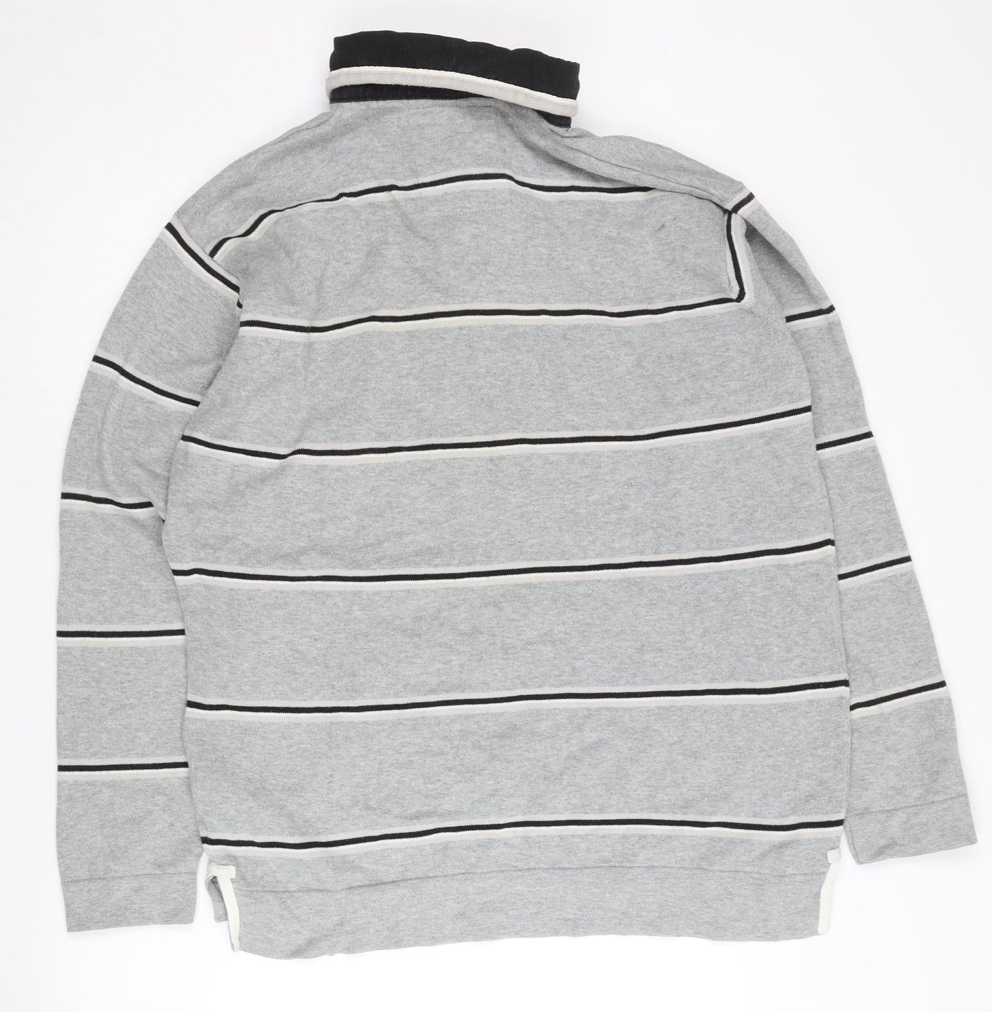 Marks and Spencer Men's Grey Striped Pullover Jumper L