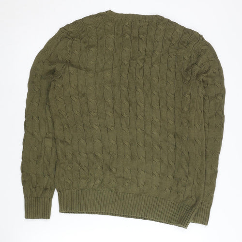 Polo Ralph Lauren Men's Green Pullover Jumper, Size S, Cable-Knit