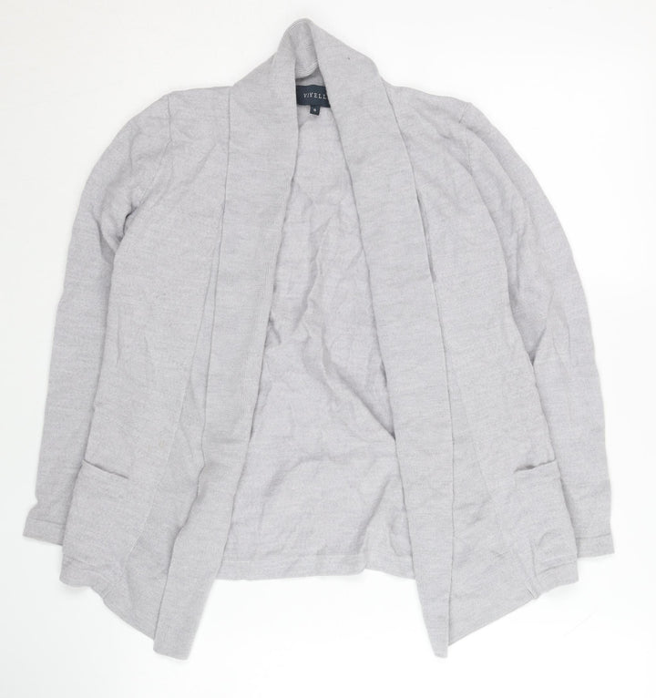 Viyella Women's Grey Open Front Cardigan S Merino Wool