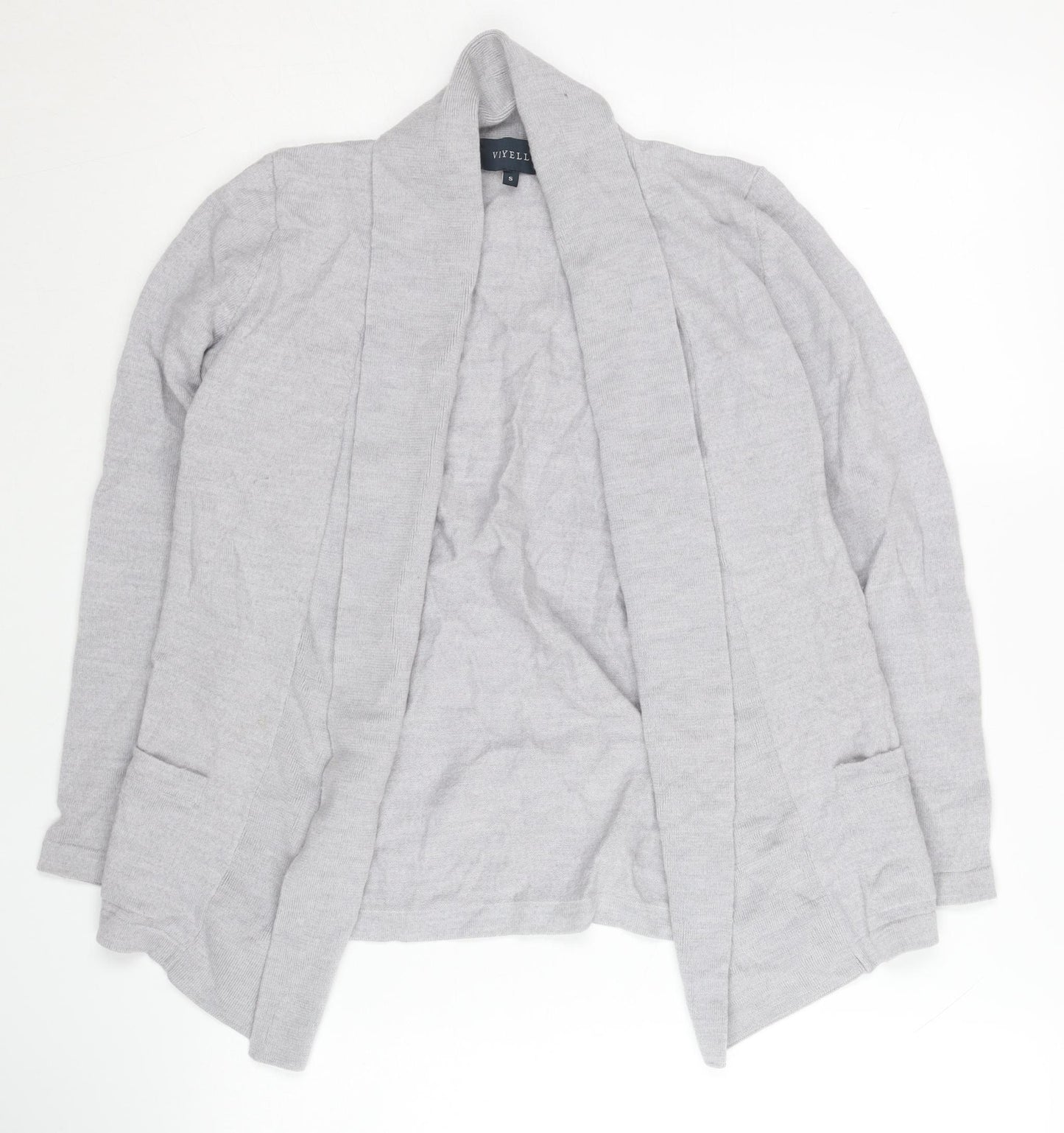 Viyella Women's Grey Open Front Cardigan S Merino Wool