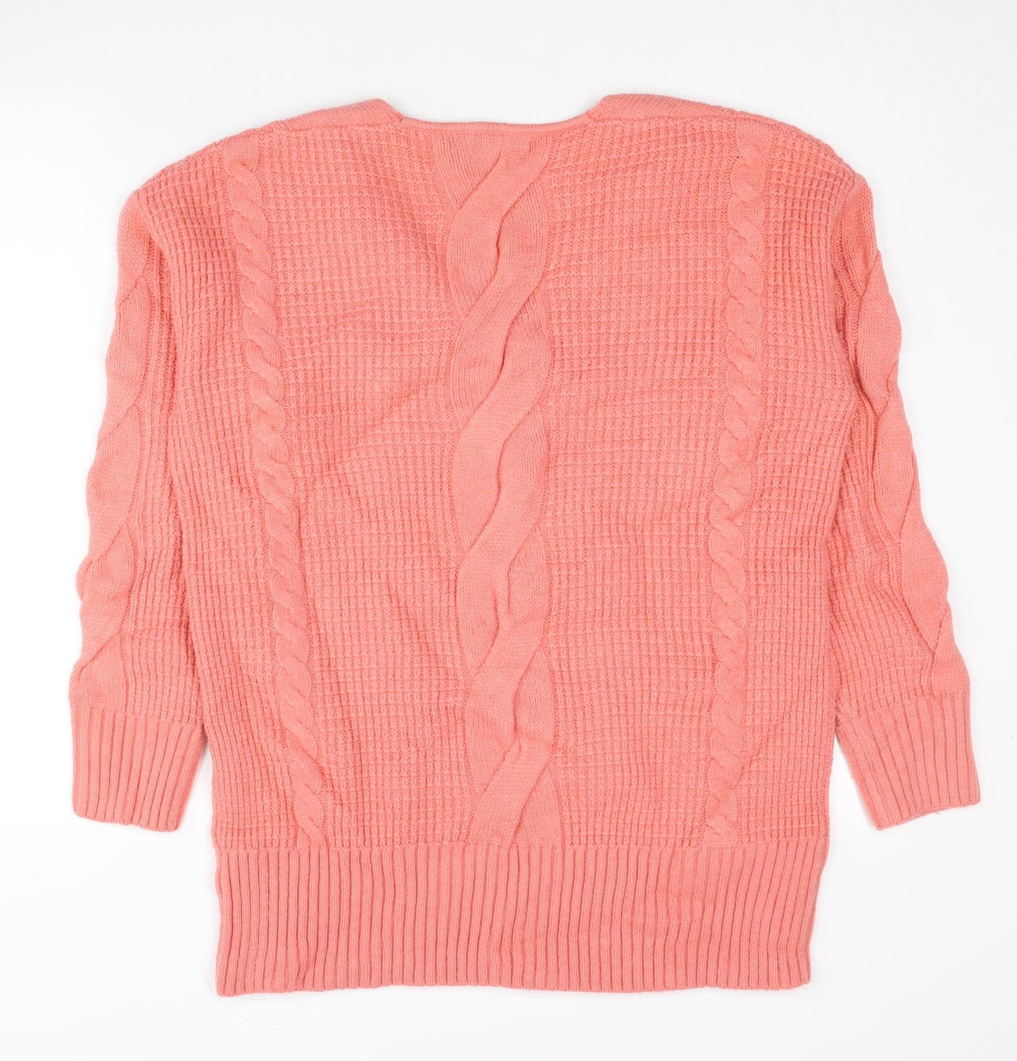 Next Women's Pink V-Neck Cable-Knit Pullover Jumper S