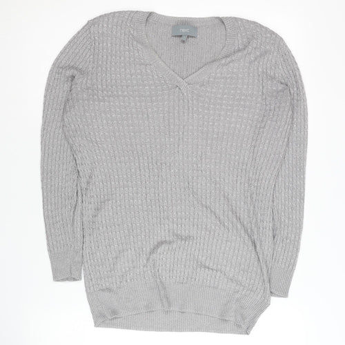 Next Women's Grey V-Neck Jumper - Size 16