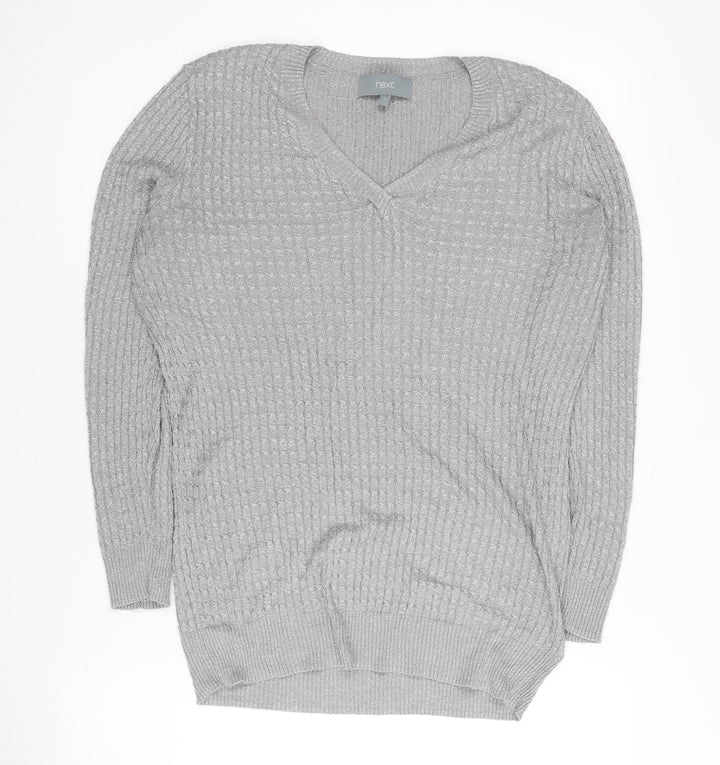 Next Women's Grey V-Neck Jumper - Size 16