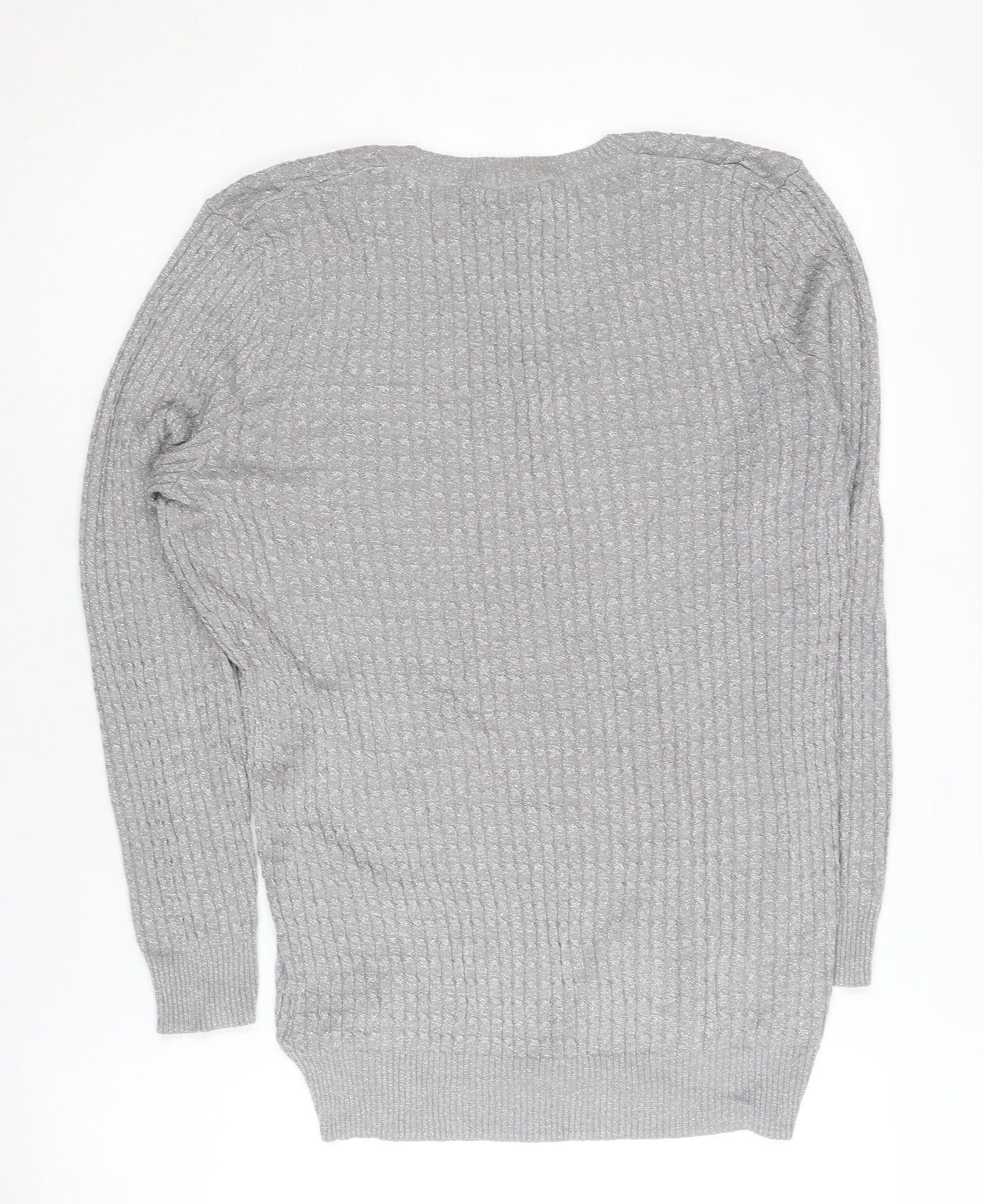 Next Women's Grey V-Neck Jumper - Size 16