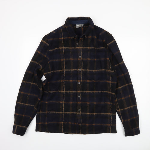 ASOS Men's Blue Checked Button-Up Shirt, Size M