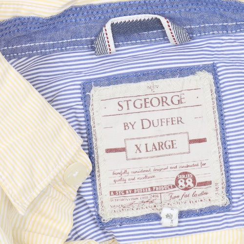 St George by Duffer Men's Yellow Striped Shirt XL