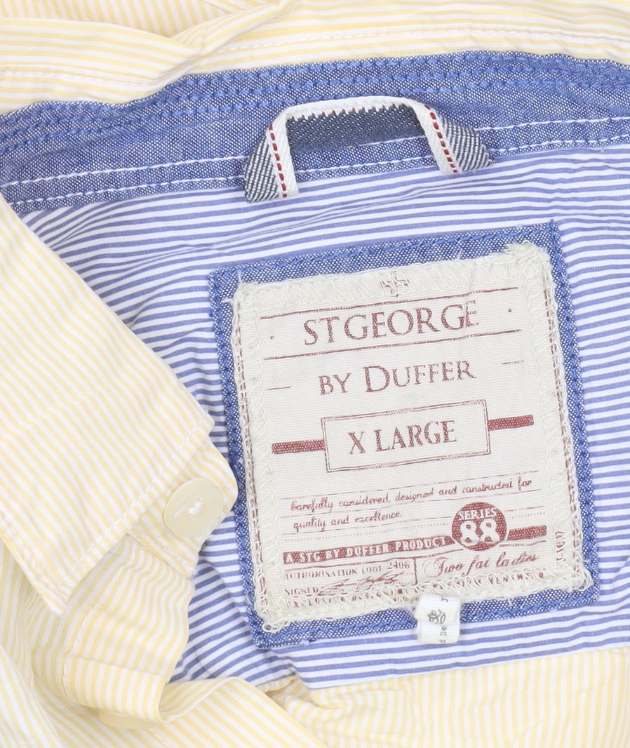 St George by Duffer Men's Yellow Striped Shirt XL