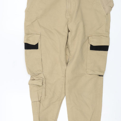 Bershka Men's Beige Cargo Trousers, Size M