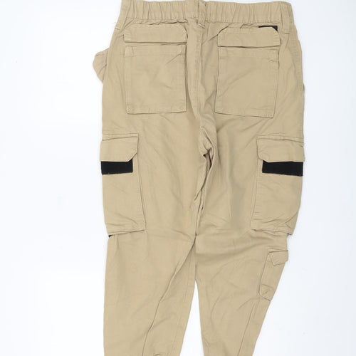 Bershka Men's Beige Cargo Trousers, Size M