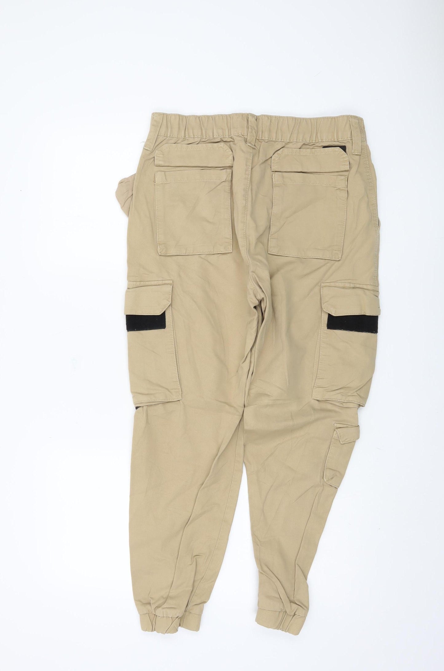 Bershka Men's Beige Cargo Trousers, Size M