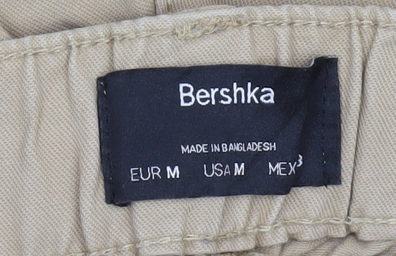 Bershka Men's Beige Cargo Trousers, Size M