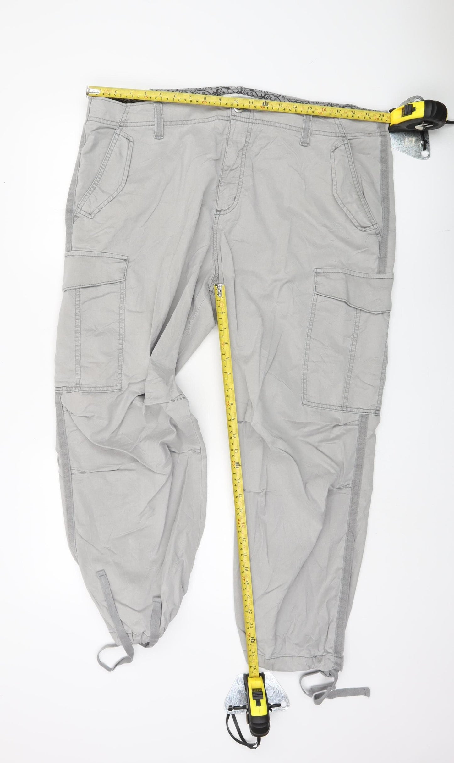 M&S Women's Plus Grey Cargo Trousers Size 22