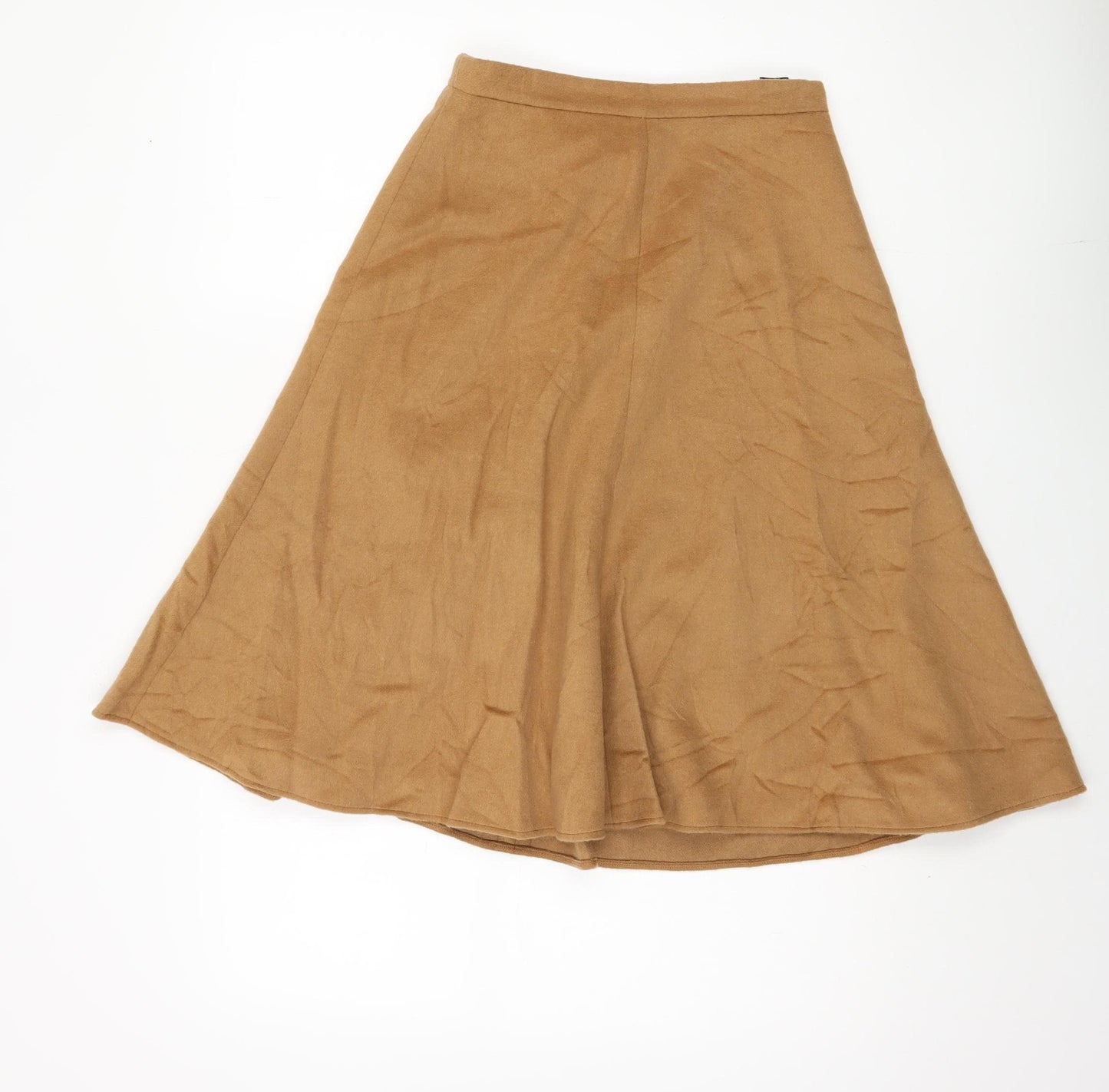 Marks and Spencer Brown Wool Midi A-Line Skirt, Size 8