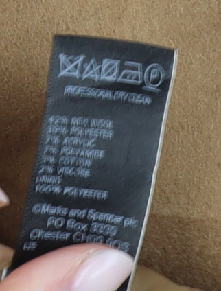 Marks and Spencer Brown Wool Midi A-Line Skirt, Size 8