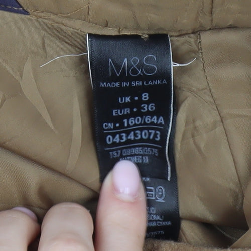 Marks and Spencer Brown Wool Midi A-Line Skirt, Size 8