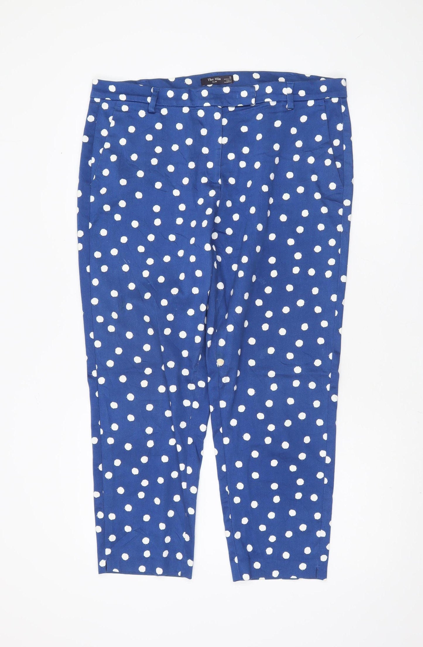 Marks and Spencer Blue Polka Dot Slim Trousers Size 16