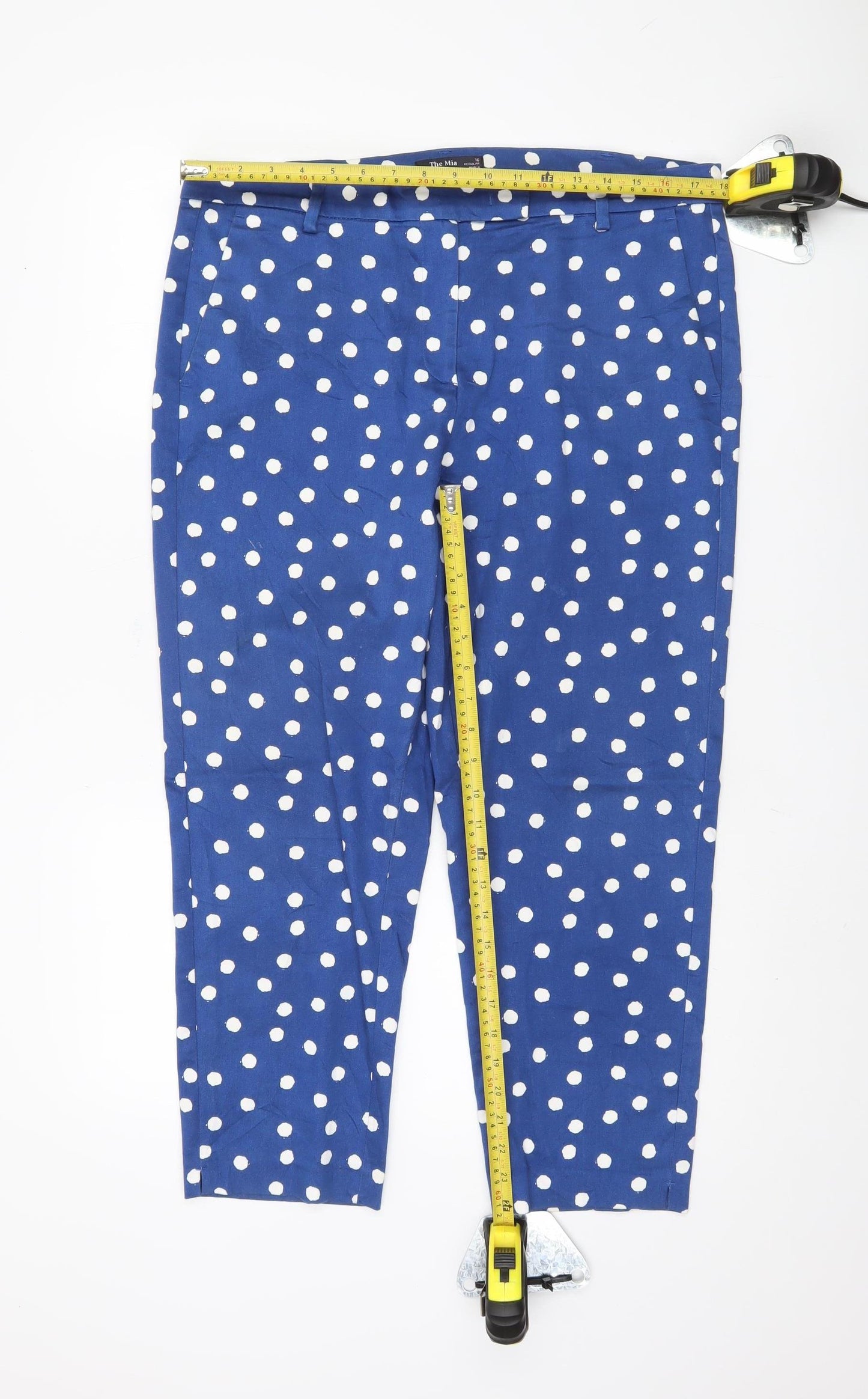 Marks and Spencer Blue Polka Dot Slim Trousers Size 16