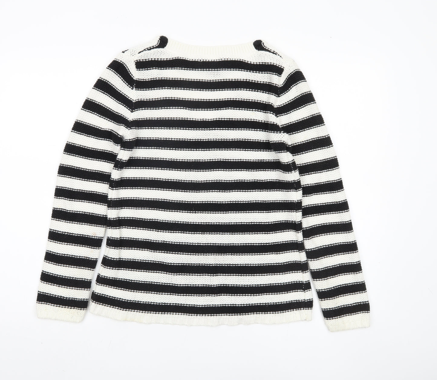H&M Women's Black Striped V-Neck Pullover Jumper