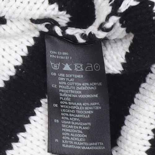H&M Women's Black Striped V-Neck Pullover Jumper