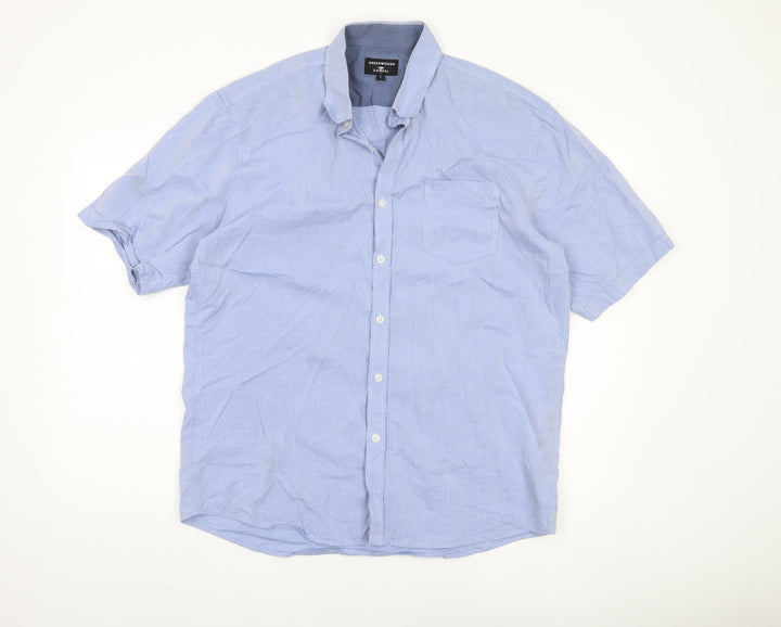 Greenwoods Men's Blue L Short Sleeve Casual Shirt