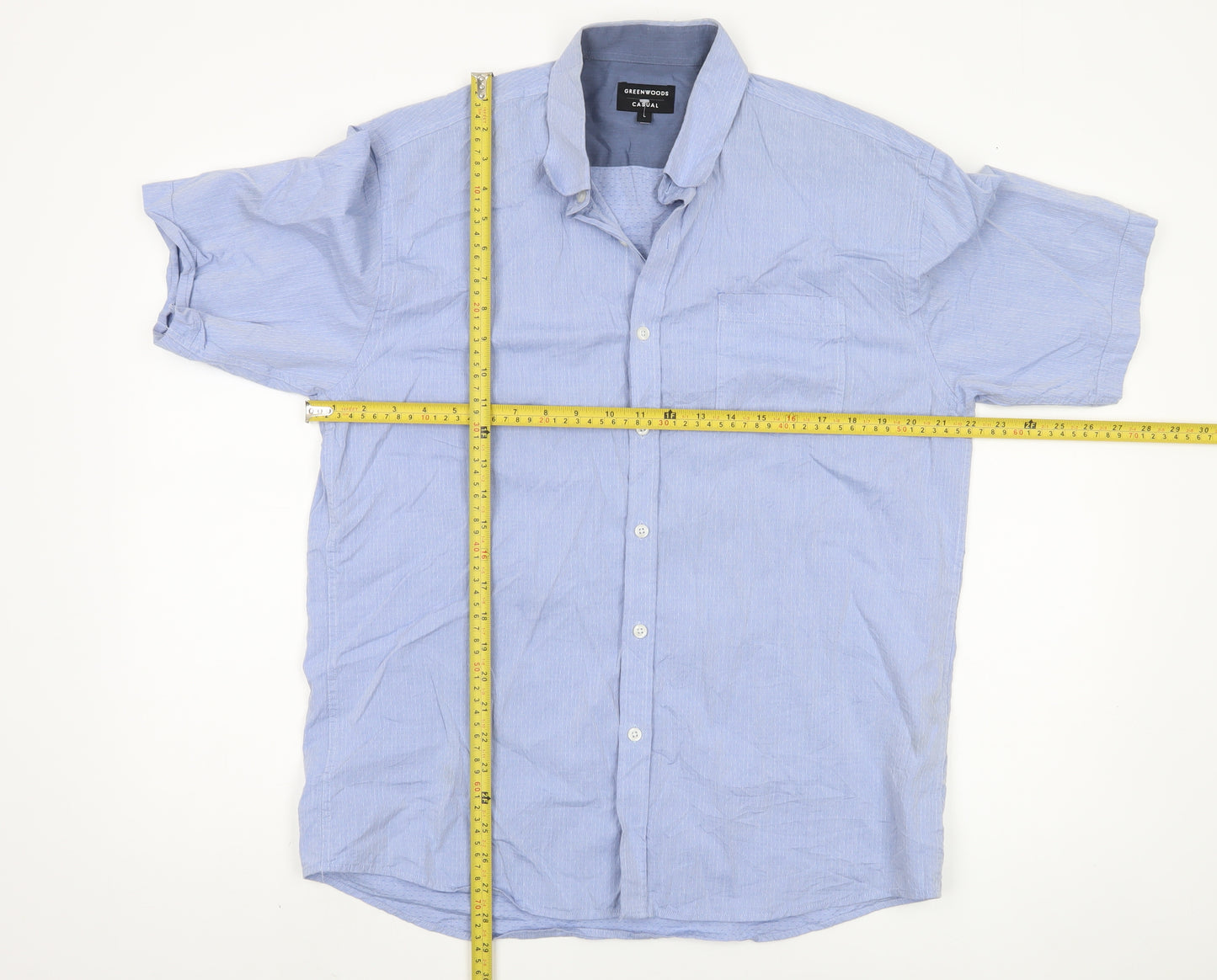 Greenwoods Men's Blue L Short Sleeve Casual Shirt