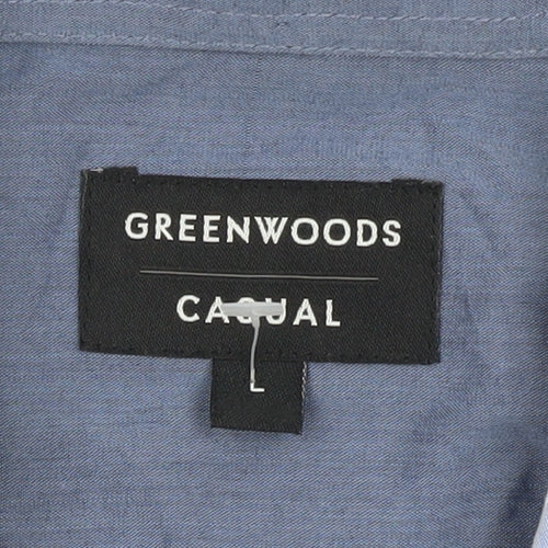 Greenwoods Men's Blue L Short Sleeve Casual Shirt