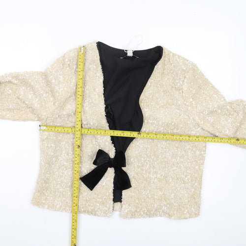 Marks and Spencer Women's Beige Sequin Bow Jacket