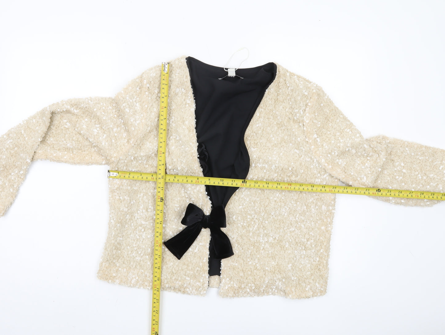 Marks and Spencer Women's Beige Sequin Bow Jacket