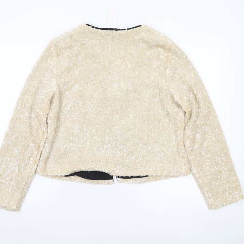 Marks and Spencer Women's Beige Sequin Bow Jacket