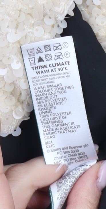 Marks and Spencer Women's Beige Sequin Bow Jacket