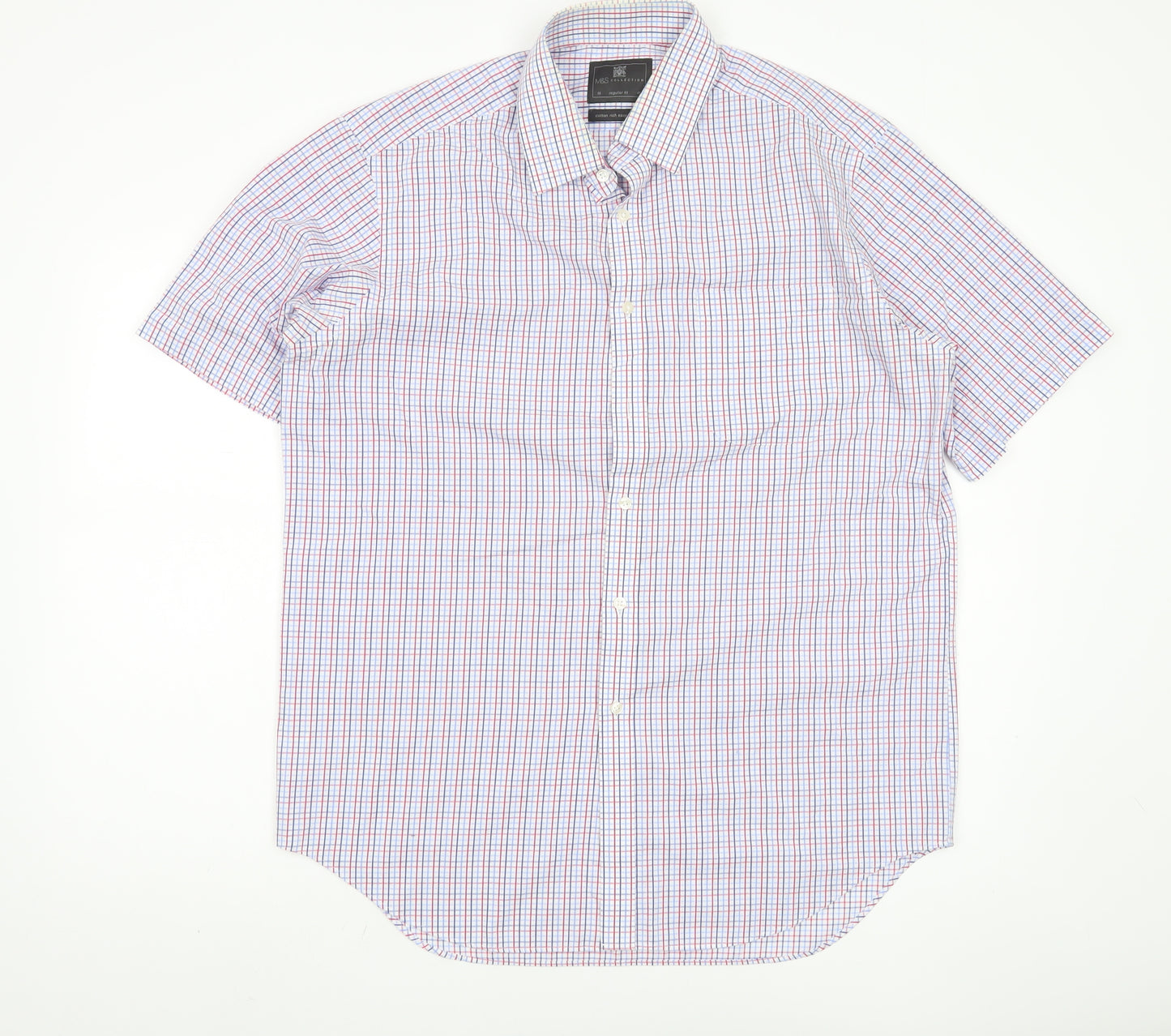Marks and Spencer Men's Multicoloured Check Shirt Size 16