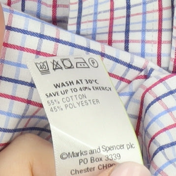 Marks and Spencer Men's Multicoloured Check Shirt Size 16