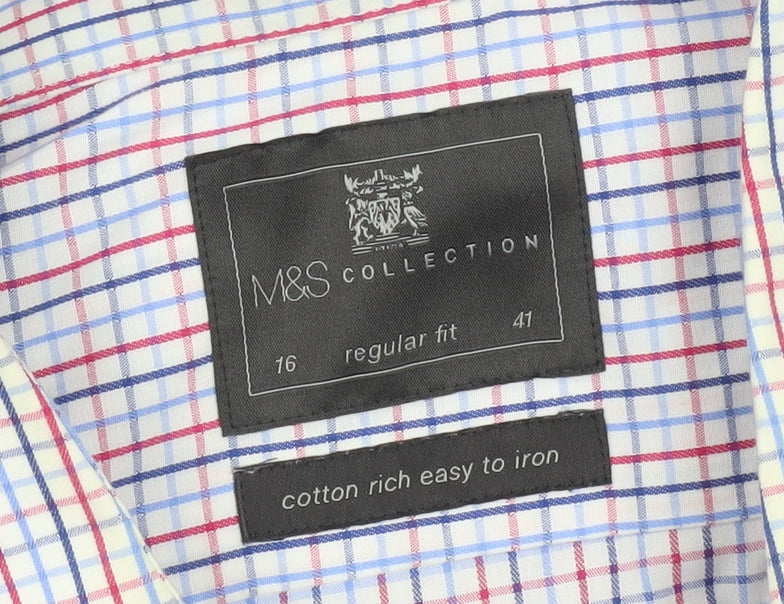 Marks and Spencer Men's Multicoloured Check Shirt Size 16
