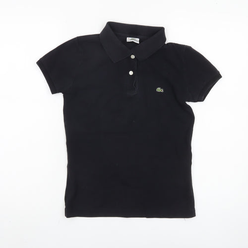 Lacoste Women's Black Polo Shirt Size 10 Short Sleeve Casual