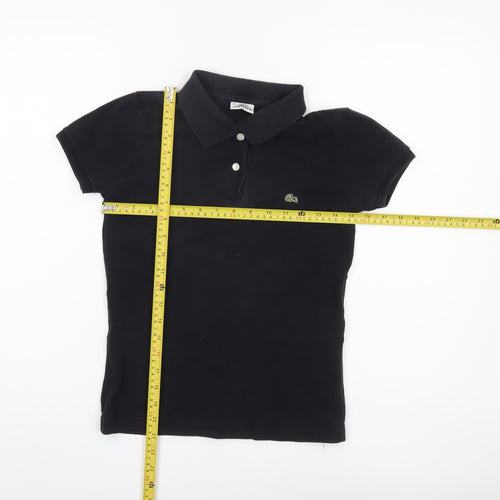Lacoste Women's Black Polo Shirt Size 10 Short Sleeve Casual