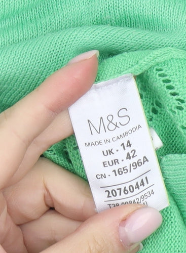 Marks and Spencer Green Pullover Jumper, Size 14
