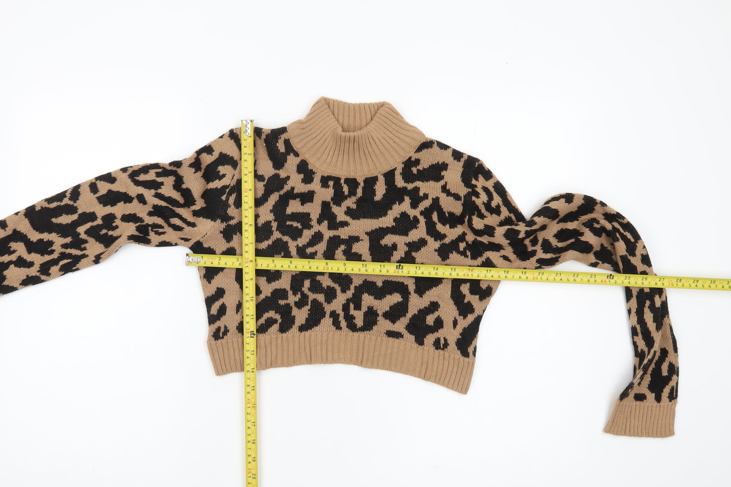 PrettyLittleThing Women's Brown Animal Print Pullover Jumper S