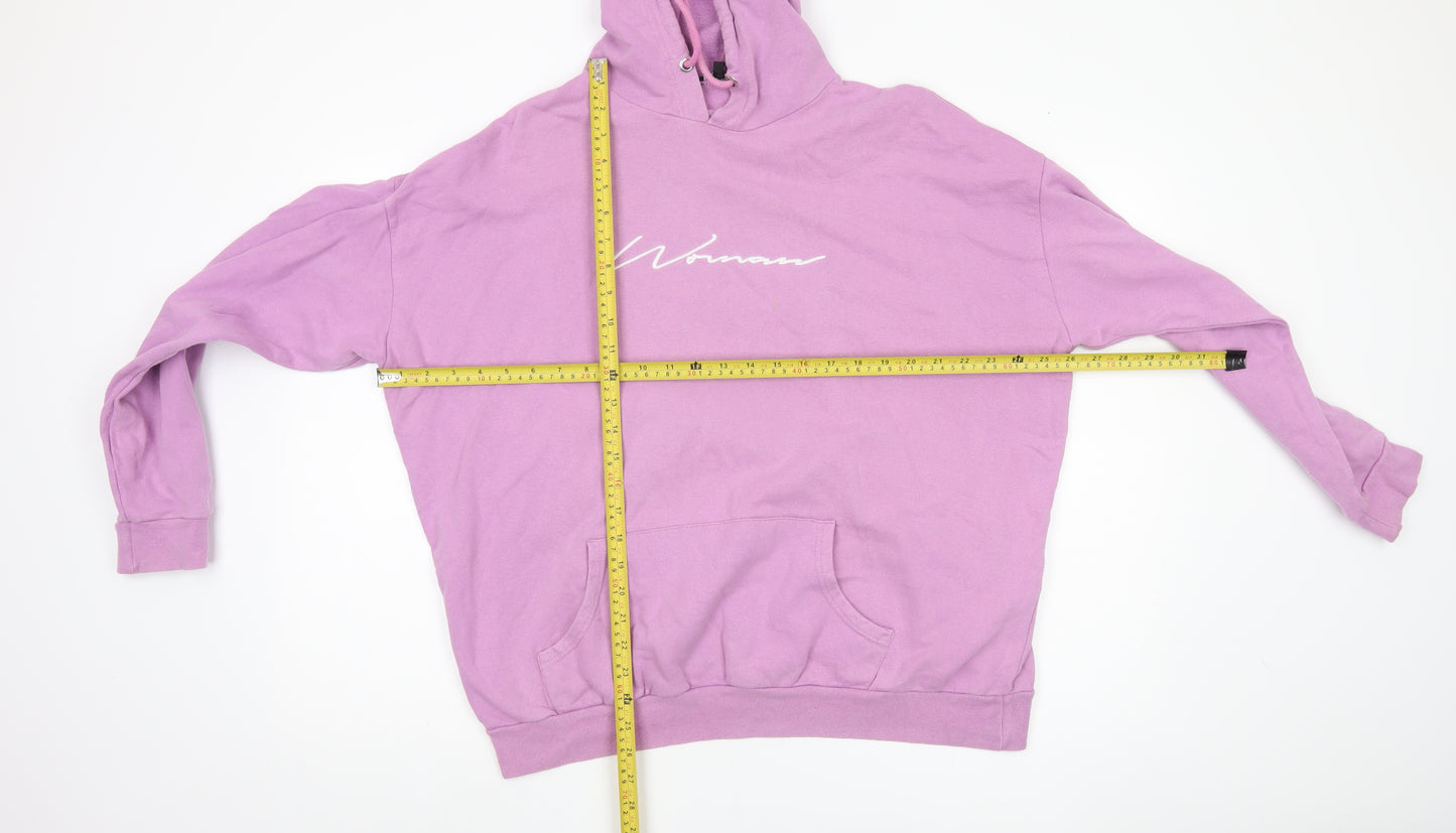 Boohoo Women Pink Size 20 Cotton Pullover Hoodie