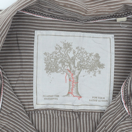 Men's Brown Striped Button-Up Shirt Medium
