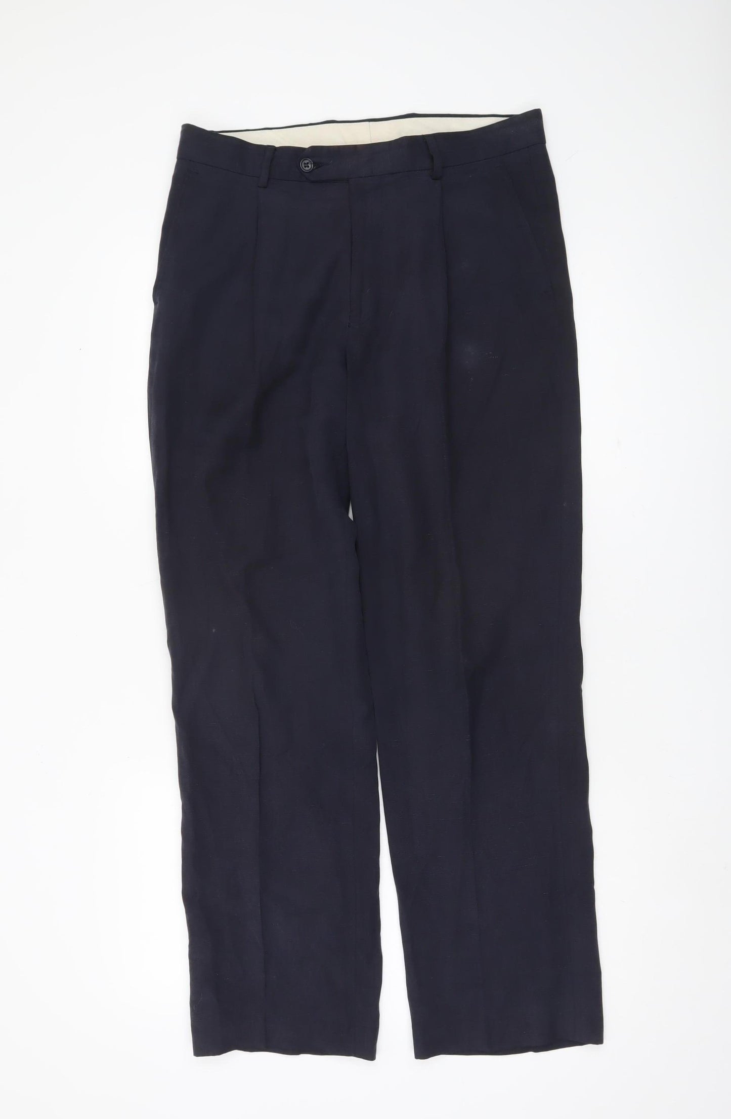 Ultimo Men's Blue Trousers 32S Straight Leg