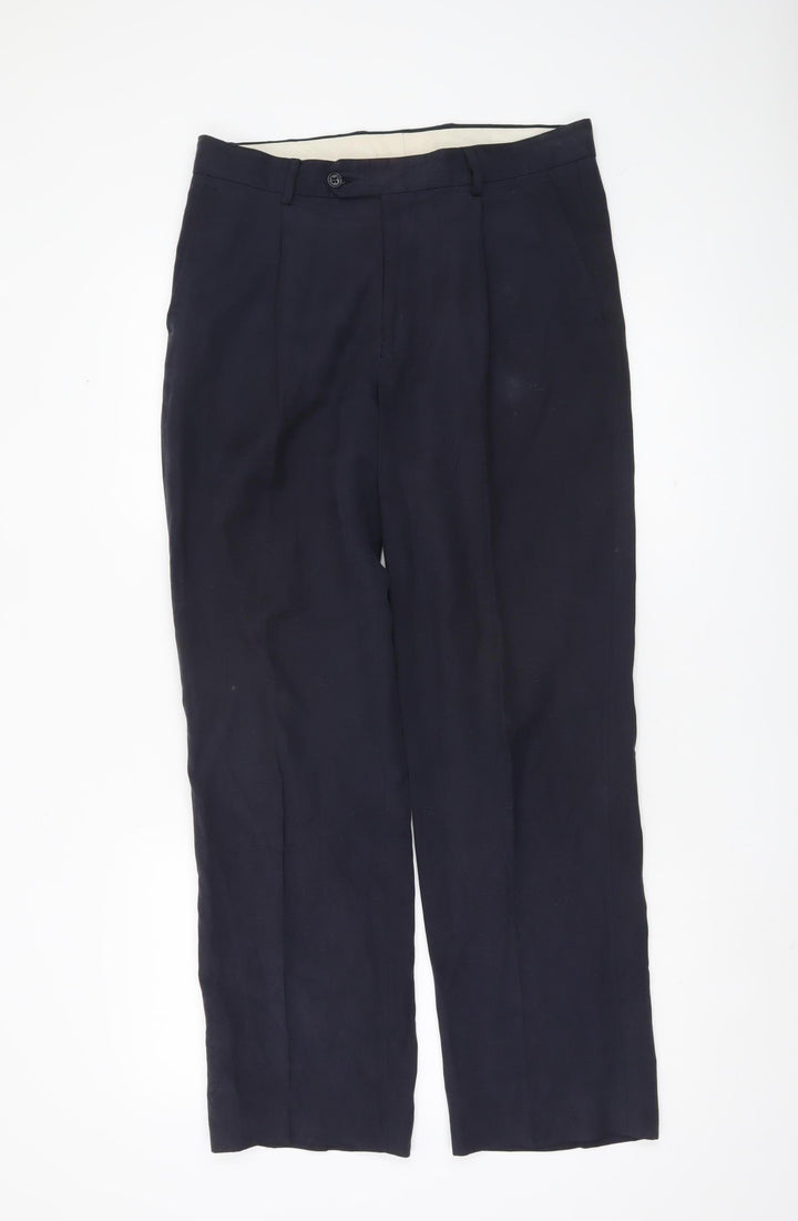 Ultimo Men's Blue Trousers 32S Straight Leg