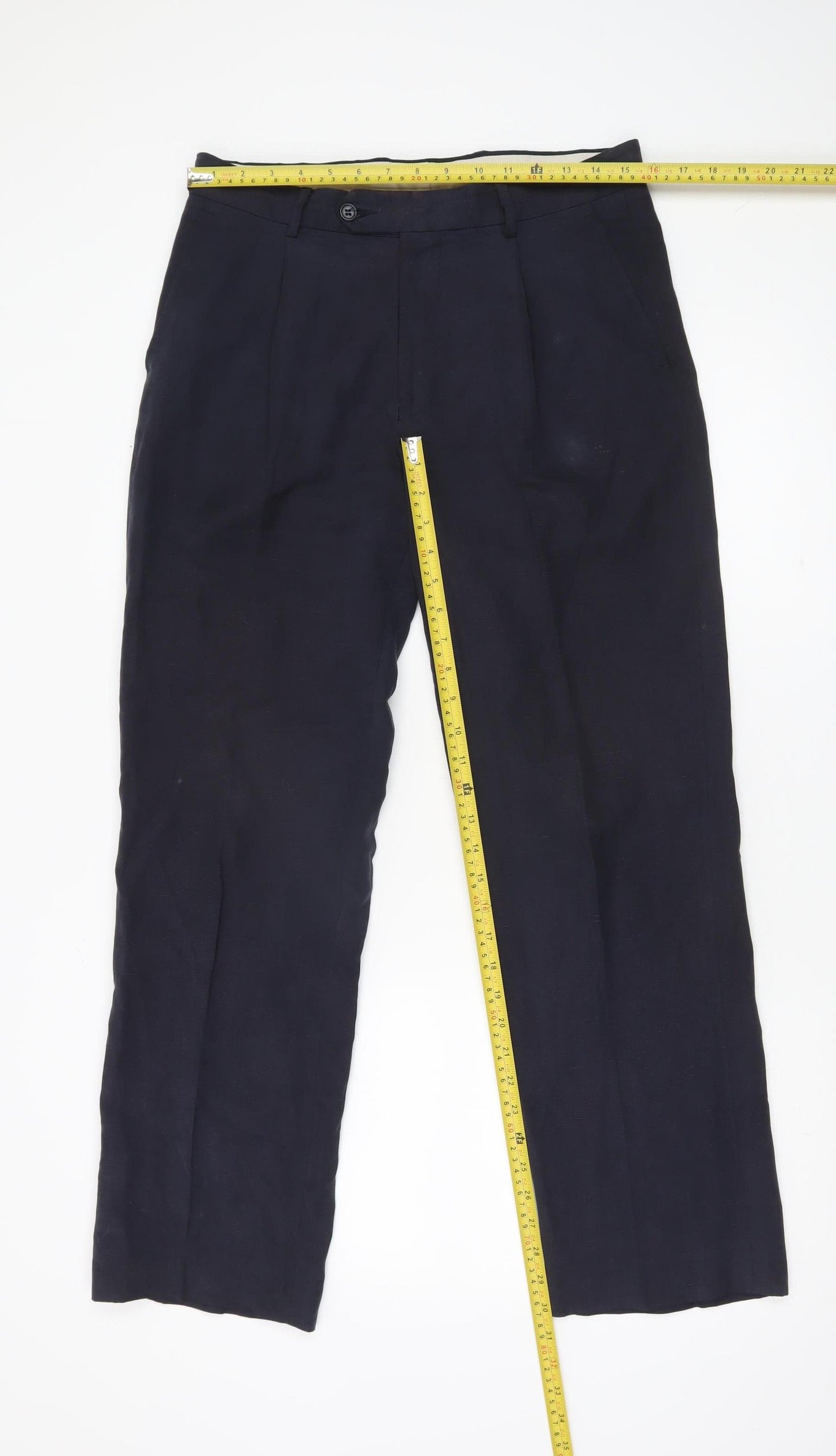Ultimo Men's Blue Trousers 32S Straight Leg