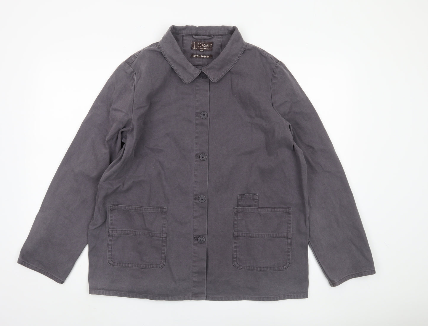 Seasalt Women's Grey Cotton Jacket, Size 16, Casual Style